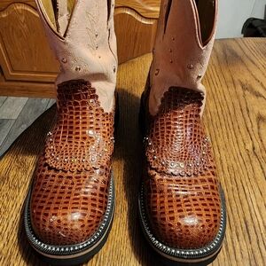 Brown and Pink Western Boots